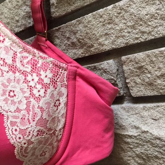 Soma Embraceable Full Coverage Lace Trim Bra Underwire Hot Pink 42D - Picture 3 of 8